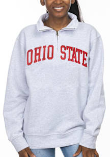 Ohio State Buckeyes Womens Ash Sport Fleece Qtr Zip