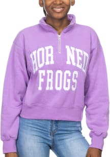 TCU Horned Frogs Womens Lavender Cropped Sport Fleece 1/4 Zip Pullover