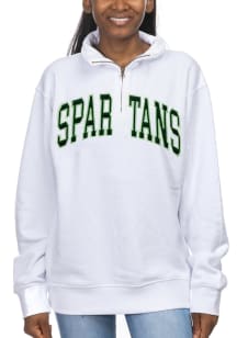 Michigan State Spartans Womens White Sport Fleece 1/4 Zip Pullover