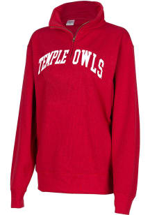 Temple Owls Womens Crimson Sport Fleece 1/4 Zip Pullover