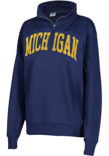 Michigan Wolverines Womens Navy Blue Sport Fleece 1/4 Zip Pullover