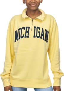 Michigan Wolverines Womens Yellow Sport Fleece 1/4 Zip Pullover