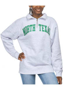 North Texas Mean Green Womens Grey Sport Fleece 1/4 Zip Pullover
