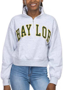 Baylor Bears Womens Grey Cropped Sport Fleece 1/4 Zip Pullover