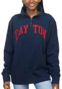 Dayton Flyers Womens Navy Blue Sport Fleece Qtr Zip