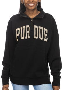 Purdue Boilermakers Womens Black Sport Fleece 1/4 Zip Pullover