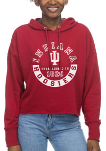 Indiana Hoosiers Womens Crimson Cropped French Terry Hooded Sweatshirt