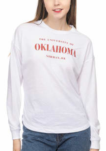 Oklahoma Sooners Womens White Drop Shoulder LS Tee
