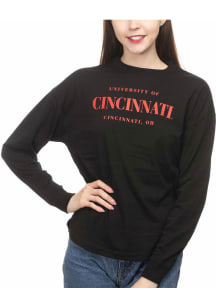 Cincinnati Bearcats Womens Black Drop Shoulder LS Tee