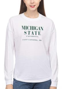 Michigan State Spartans Womens White Drop Shoulder LS Tee