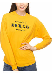 Michigan Wolverines Womens Gold Drop Shoulder LS Tee