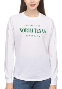 North Texas Mean Green Womens White Drop Shoulder LS Tee
