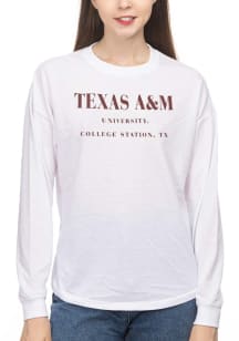 Texas A&amp;M Aggies Womens White Drop Shoulder LS Tee