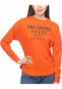 Oklahoma State Cowboys Womens Orange Drop Shoulder LS Tee