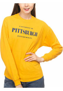 Pitt Panthers Womens Gold Drop Shoulder LS Tee