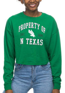 North Texas Mean Green Womens Kelly Green Drop Shoulder Cropped LS Tee