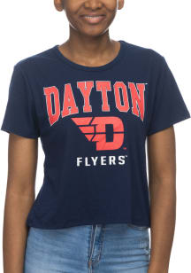 Dayton Flyers Womens Navy Blue Crop Short Sleeve T-Shirt