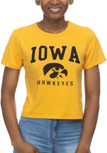 Iowa Hawkeyes Womens Gold Crop Short Sleeve T-Shirt