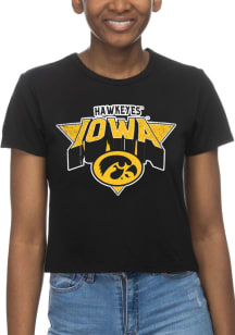 Iowa Hawkeyes Womens Black Crop Short Sleeve T-Shirt