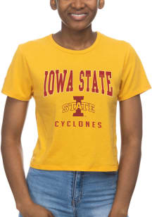 Iowa State Cyclones Womens Gold Crop Short Sleeve T-Shirt