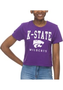 K-State Wildcats Womens Purple Crop Short Sleeve T-Shirt