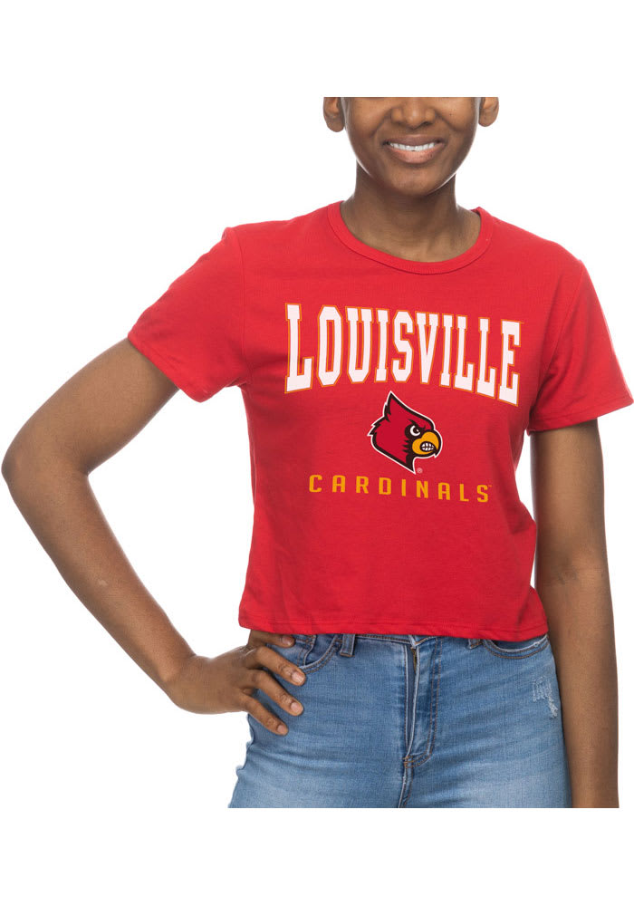 Louisville Cardinals Womens Black Crop Short Sleeve T-Shirt