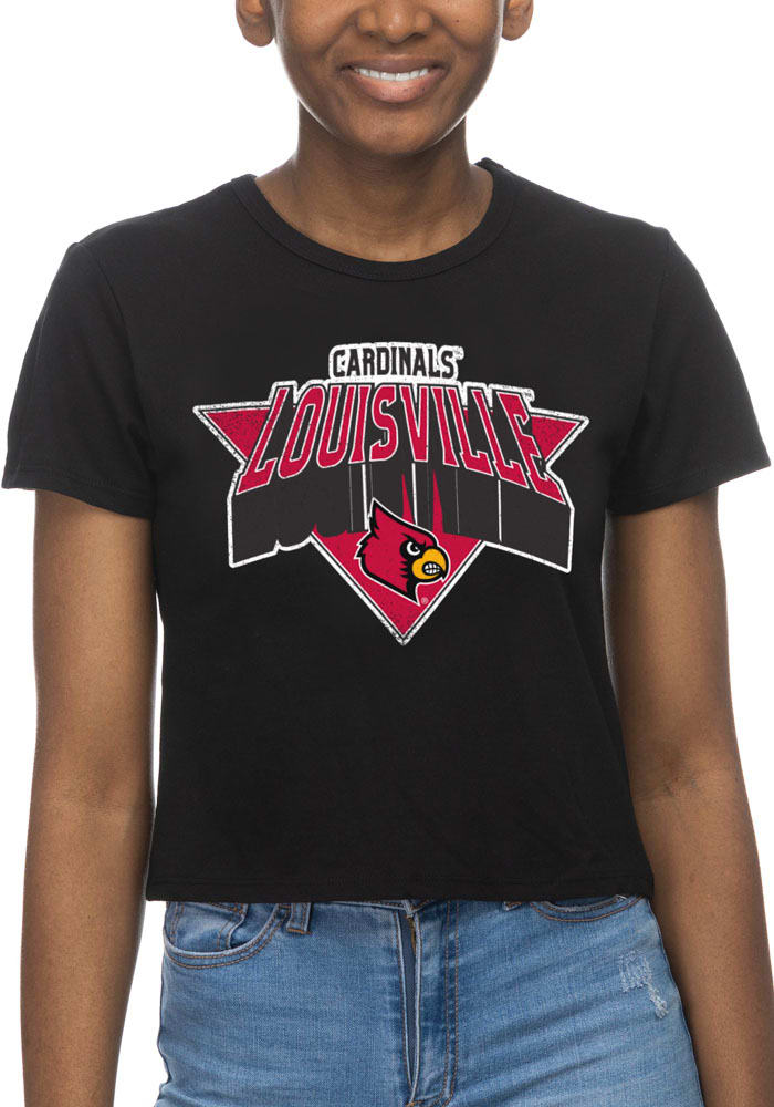 Gameday Couture Louisville Cardinals Women's Black Crossroads Split Bleach Dye Short Sleeve T-Shirt, Black, 100% Cotton, Size L, Rally House
