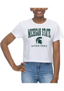 Michigan State Spartans Womens White Crop Short Sleeve T-Shirt
