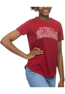 Oklahoma Sooners Womens Crimson Scoop Bottom Short Sleeve T-Shirt