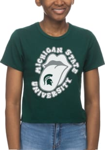 Michigan State Spartans Womens Green Crop Short Sleeve T-Shirt
