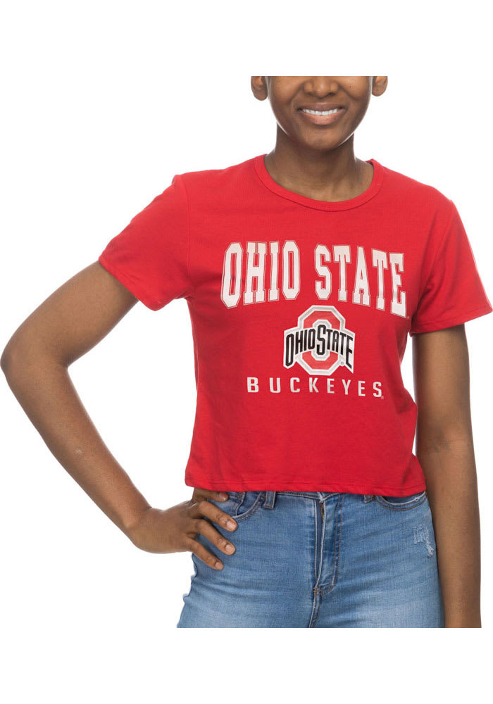 Ohio State Buckeyes Womens Red Crop Short Sleeve T-Shirt