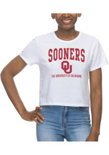 Oklahoma Sooners Womens White Crop Short Sleeve T-Shirt