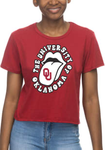 Oklahoma Sooners Womens Crimson Crop Short Sleeve T-Shirt