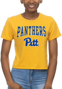 Pitt Panthers Womens Gold Crop Short Sleeve T-Shirt