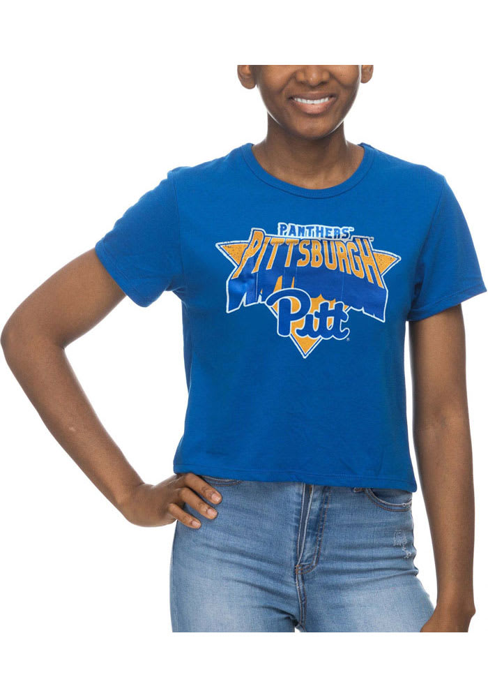 Pitt Panthers Womens Blue Crop Short Sleeve T-Shirt