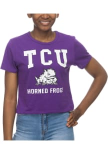TCU Horned Frogs Womens Purple Crop Short Sleeve T-Shirt