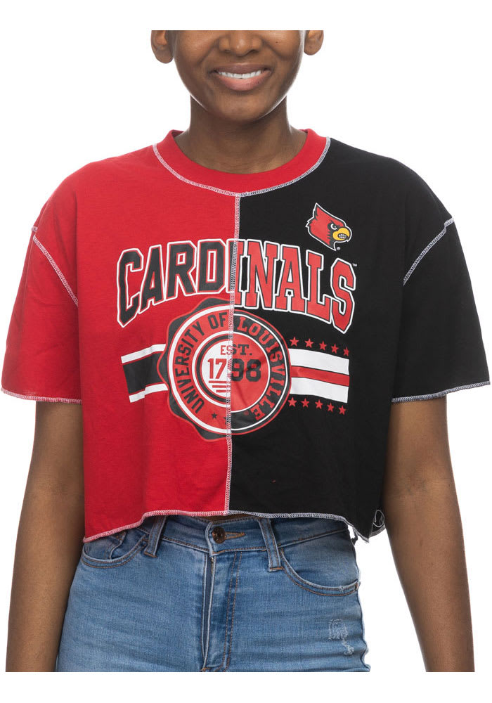 Louisville Cardinals Womens White Short N Sweet Crop Short Sleeve T-Shirt