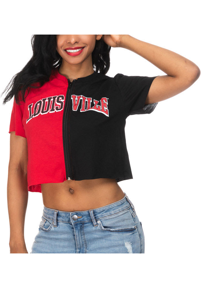 Louisville Cardinal T-Shirt Womens Large Cropped Short Sleeve Red NWT