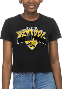 Wichita State Shockers Womens Black Crop Short Sleeve T-Shirt
