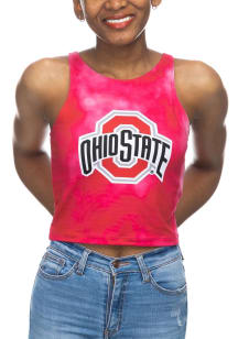 Ohio State Buckeyes Womens Red Mist First Down Crop Tank Top