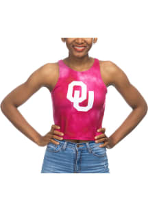 Oklahoma Sooners Womens Crimson Mist First Down Crop Tank Top