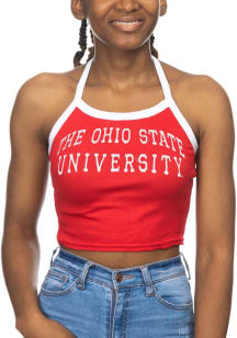 Ohio State Buckeyes Womens Red Crop Halter Tank Top