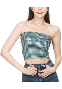 Michigan State Spartans Womens Green Gingham Tube Top Tank Top