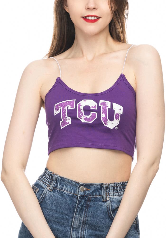 TCU Horned Frogs Womens Purple Crop Skinny Strap Tank Top