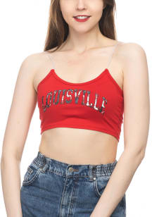 Louisville Cardinals Womens Red Crop Skinny Strap Tank Top