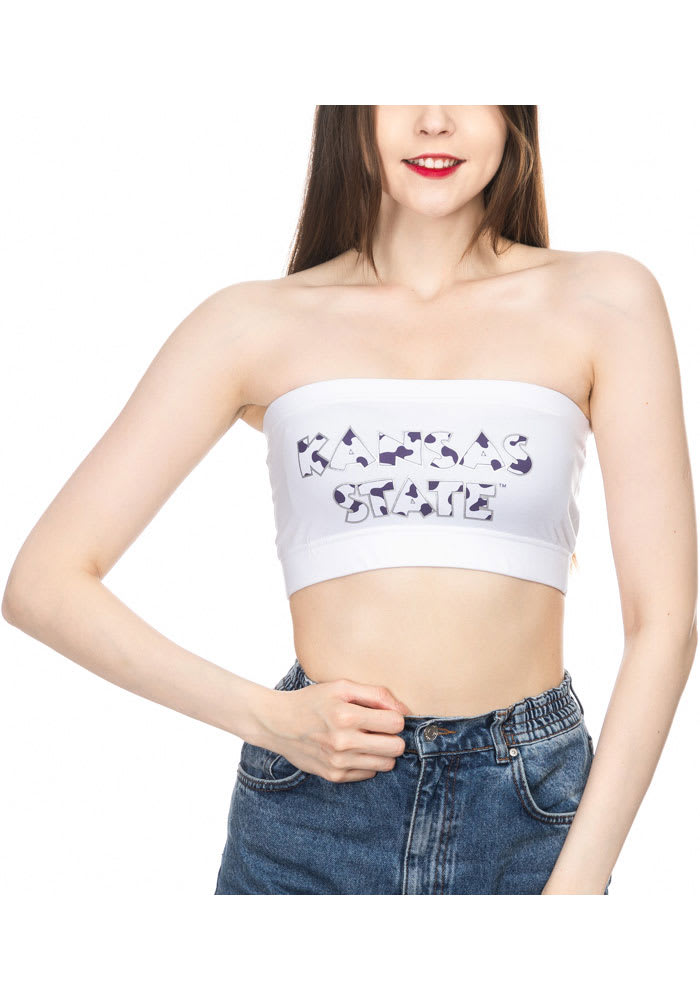 K-State Wildcats Womens White Cow Print Bandeau Tank Top
