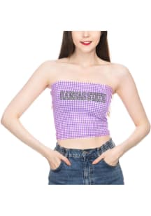K-State Wildcats Womens Lavender Gingham Tube Top Tank Top