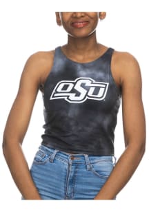 Oklahoma State Cowboys Womens Black Mist First Down Crop Tank Top