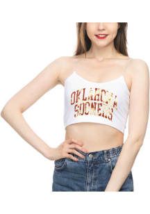 Oklahoma Sooners Womens White Crop Skinny Strap Tank Top