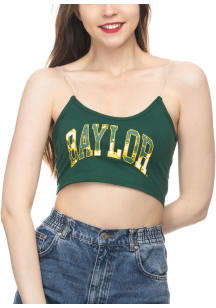 Baylor Bears Womens Green Crop Skinny Strap Tank Top